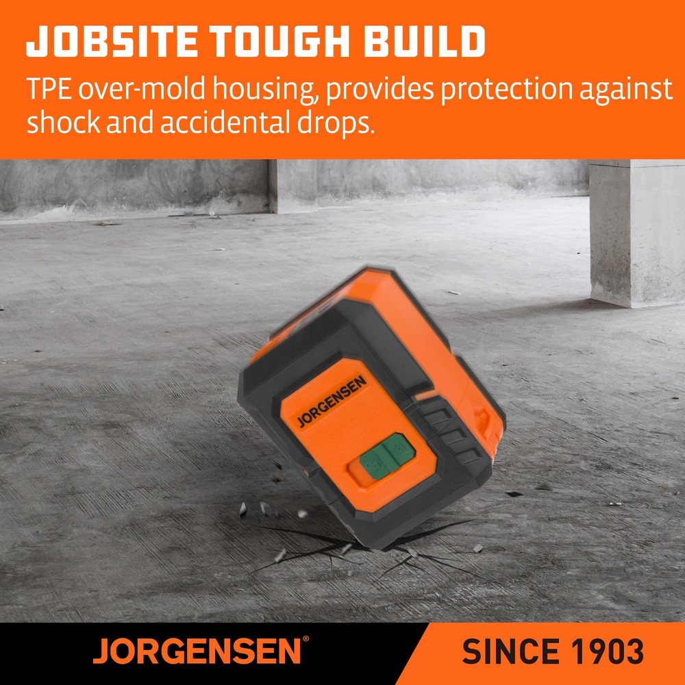 JORGENSEN Laser Level with Tripod, 100 FT Dual Modules Self Leveling Orange