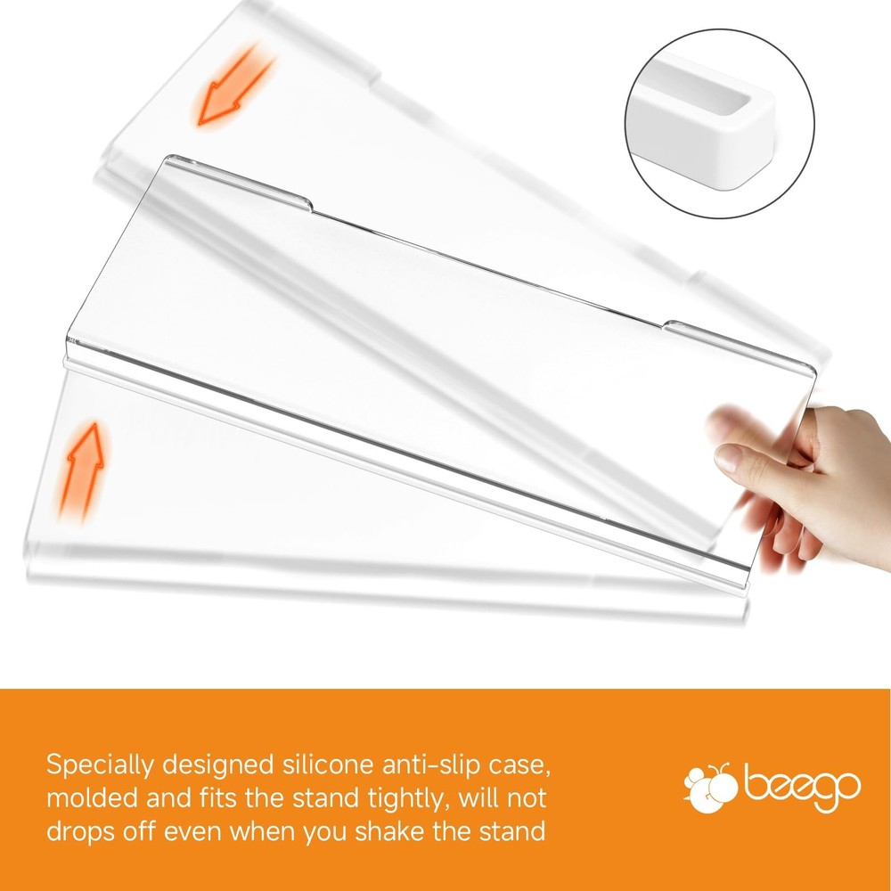 Ergonomic Computer Keyboard Stand Clear Acrylic Riser Tilted Tray White Strip