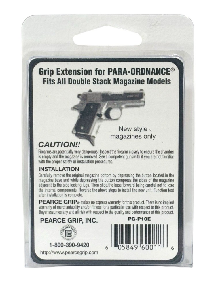 New Pearce Grip Fits Para Ordnance Double Stack .45ACP Grip Extension - PG-P10E