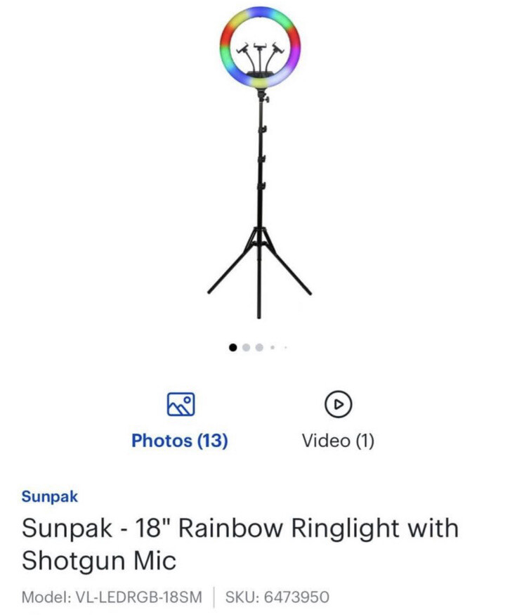 Sunpak - 18” Rainbow Ringlight with Shotgun Mic