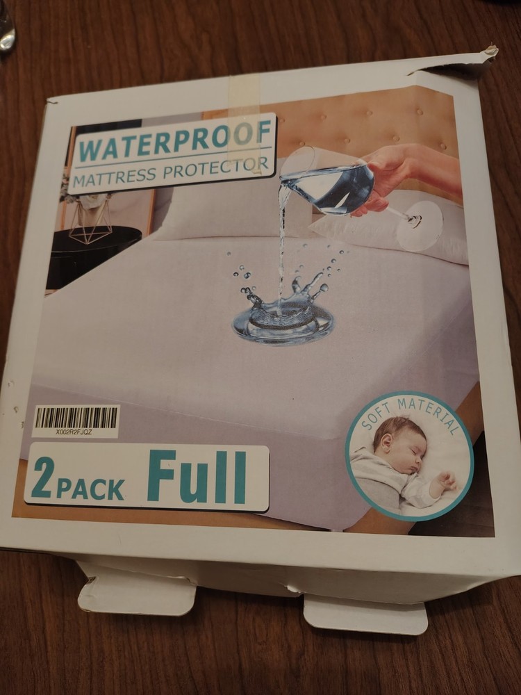 2 Pack Full Waterproof Soft Mattress Protector White Bedroom