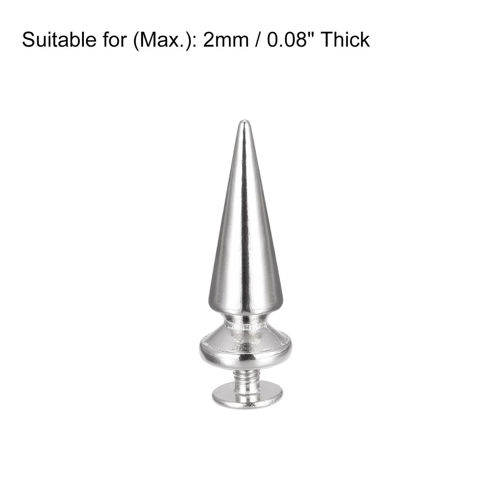 10x26mm Screw Back Rivets, 30 Sets Solid Leather Studs for DIY Silver Tone