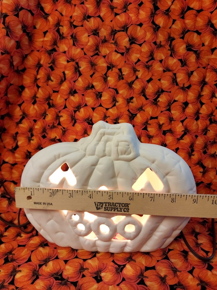 Ceramic Bisque~~ Ready to Paint~~~ "BOO" Pumpkin with Light Kit