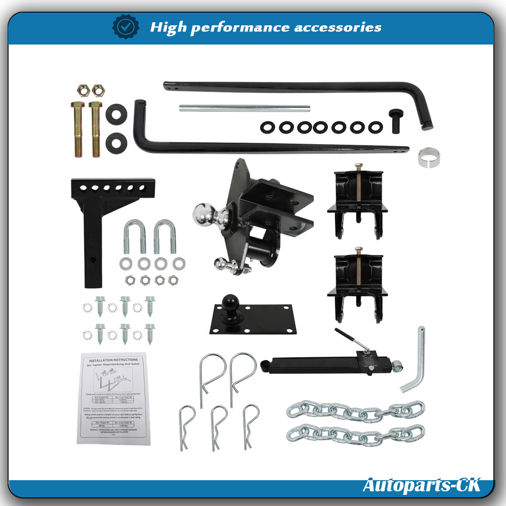 Husky 30849 Round Bar 1200lb Weight Distribution Hitch Kit with Sway Control
