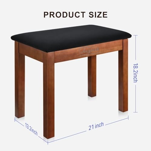 Solid Wood Piano Stool, Beech Piano Bench with Storage, Non-Composite Reddish
