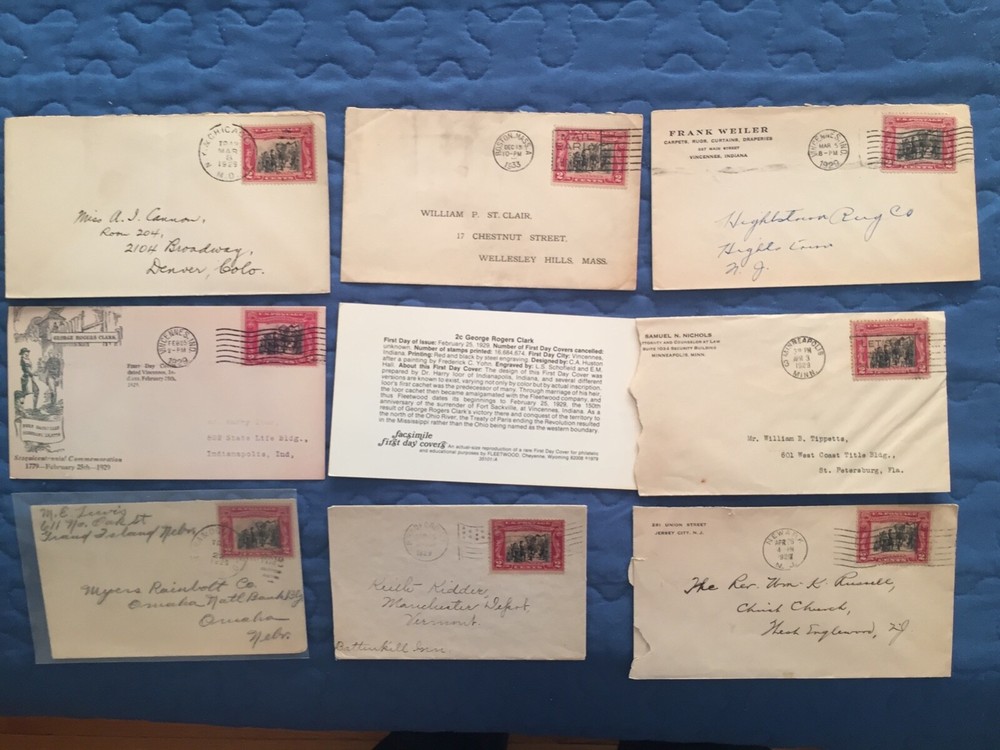 9 normal usage covers 651 George Rogers Clark 2 are facsimiles