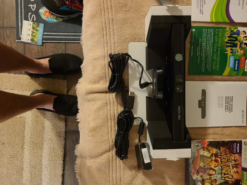 xbox 360 kinect sensor with adapter and game Kinect adventures and all the...