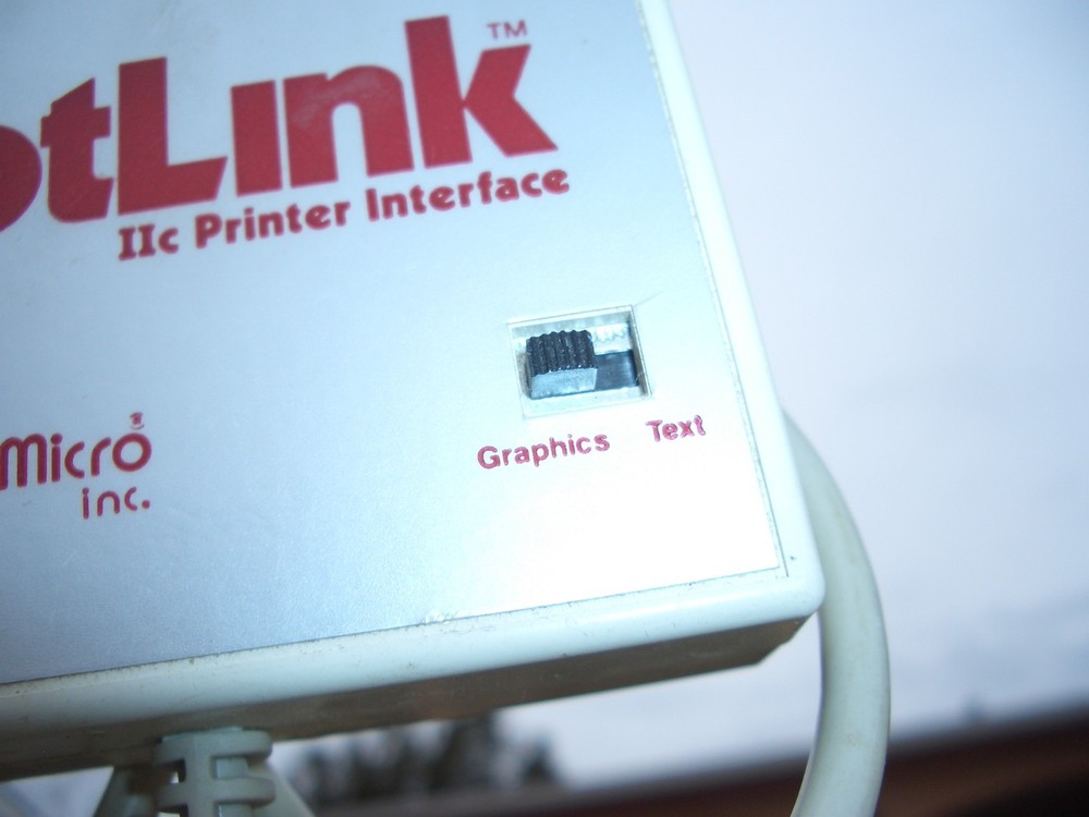 APPLE IIC: "HOTLINK" PARALLEL PRINTER INTERFACE $40.00 PLUS $12.00 SHIPPING
