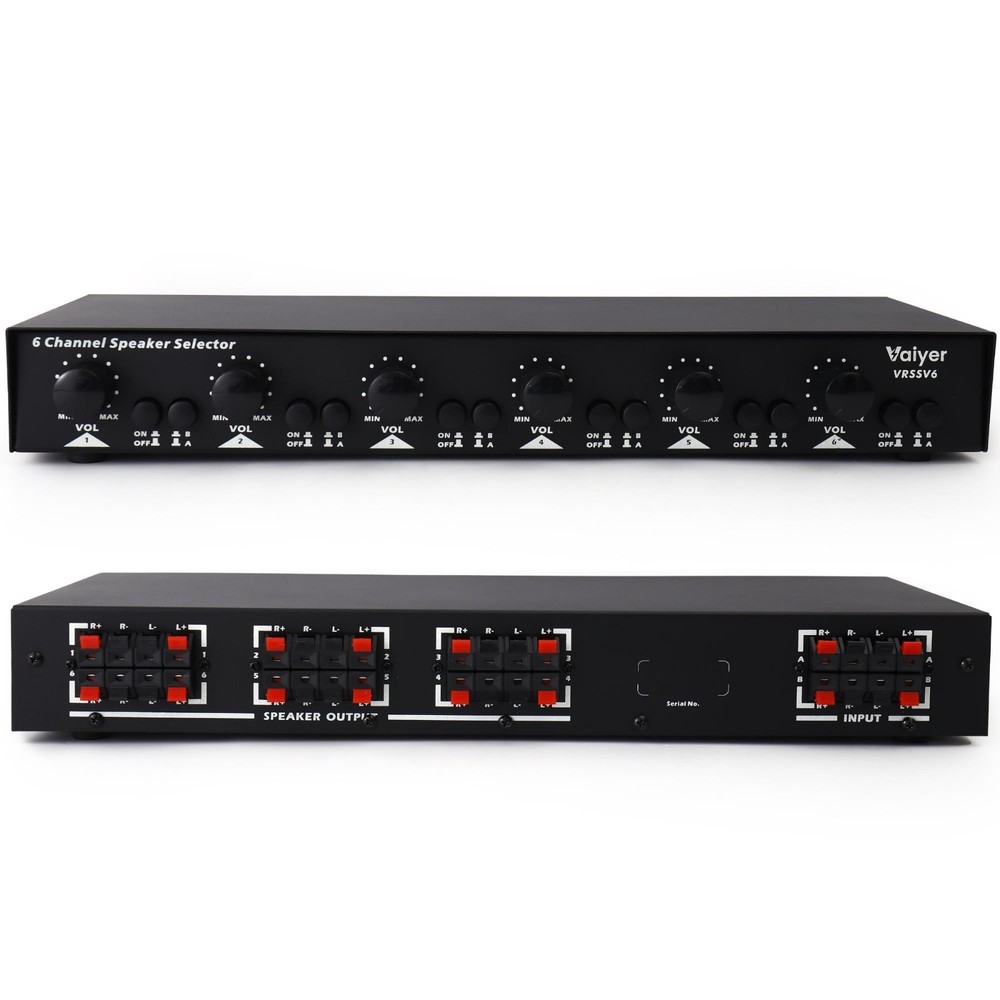 Vaiyer Speaker Selector 6 Channel Volume Control 900 W Dual Source Impedance