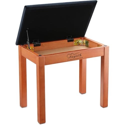 Solid Wood Piano Stool, Beech Piano Bench with Storage, Non-Composite Reddish