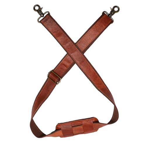 Adjustable Genuine Leather Shoulder Strap – 60-Inch Vintage Brown Replacement