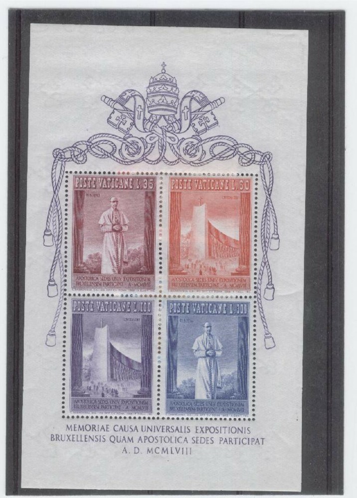 (ST0067) Vatican 1958 Brussels minisheet MNH