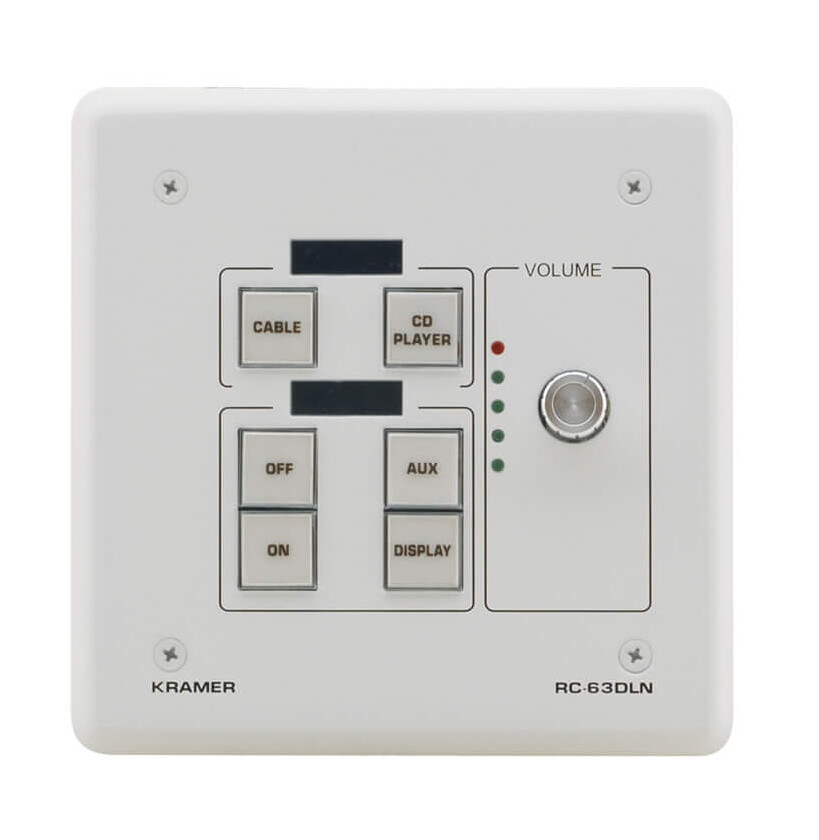 Kramer RC-63DLN 6-Button Room Control Digital Volume Control LCD Group LabelsWHT