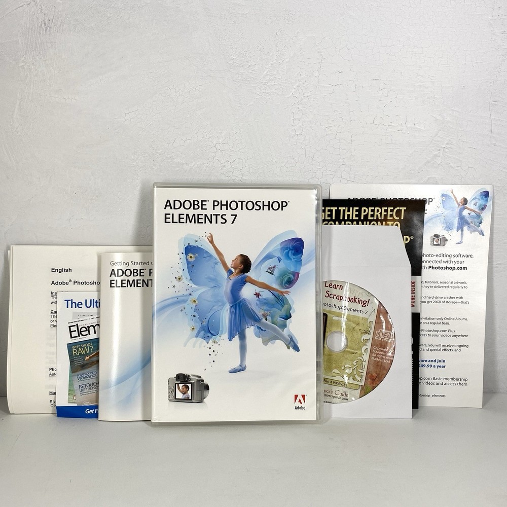 Adobe Photoshop Elements 7 Photo Editing Software CD For XP/Vista