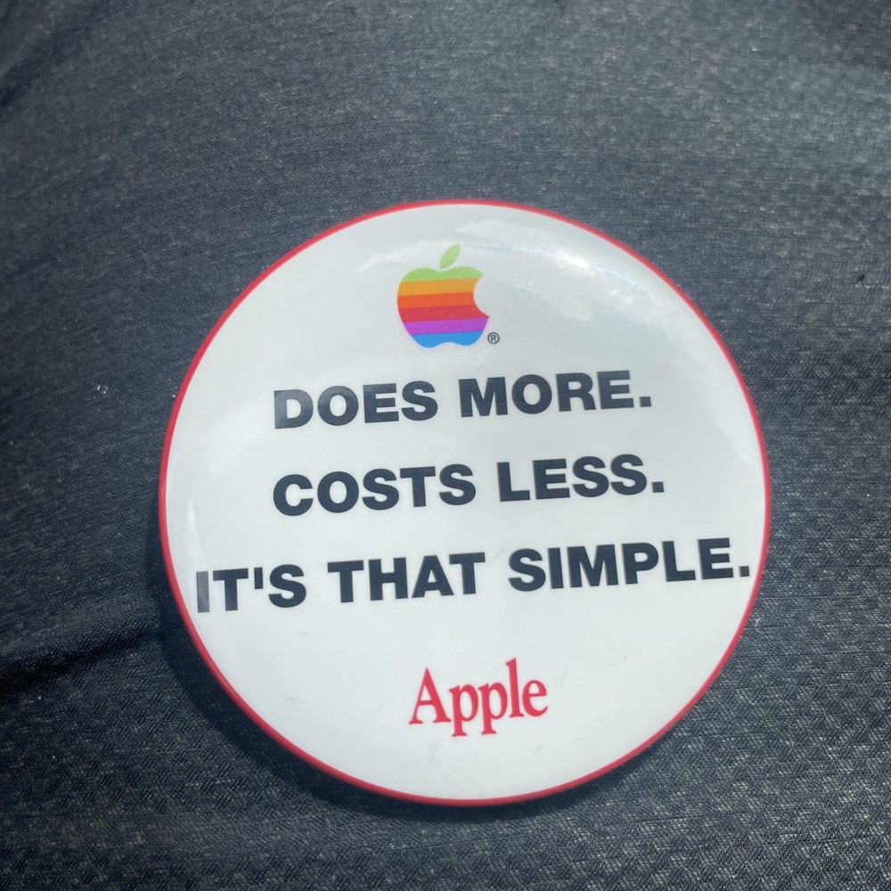 Apple Computer Advertising 2.25" Button Pin Does More Cost Less