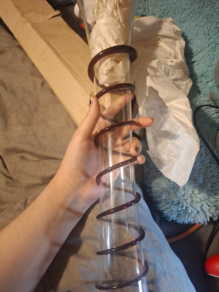 purple and white vase