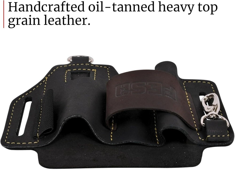 Leather Multitool Sheath Belt EDC Pouch Organizer Tactical Pocket Flashlight Pen