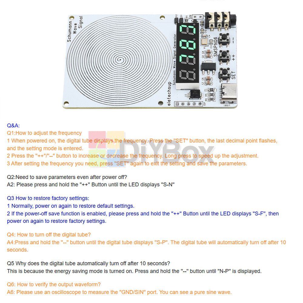 Adjustable 0.01Hz~9999Hz Frequency Schumann Wave Generator 4-Bit Digital Display