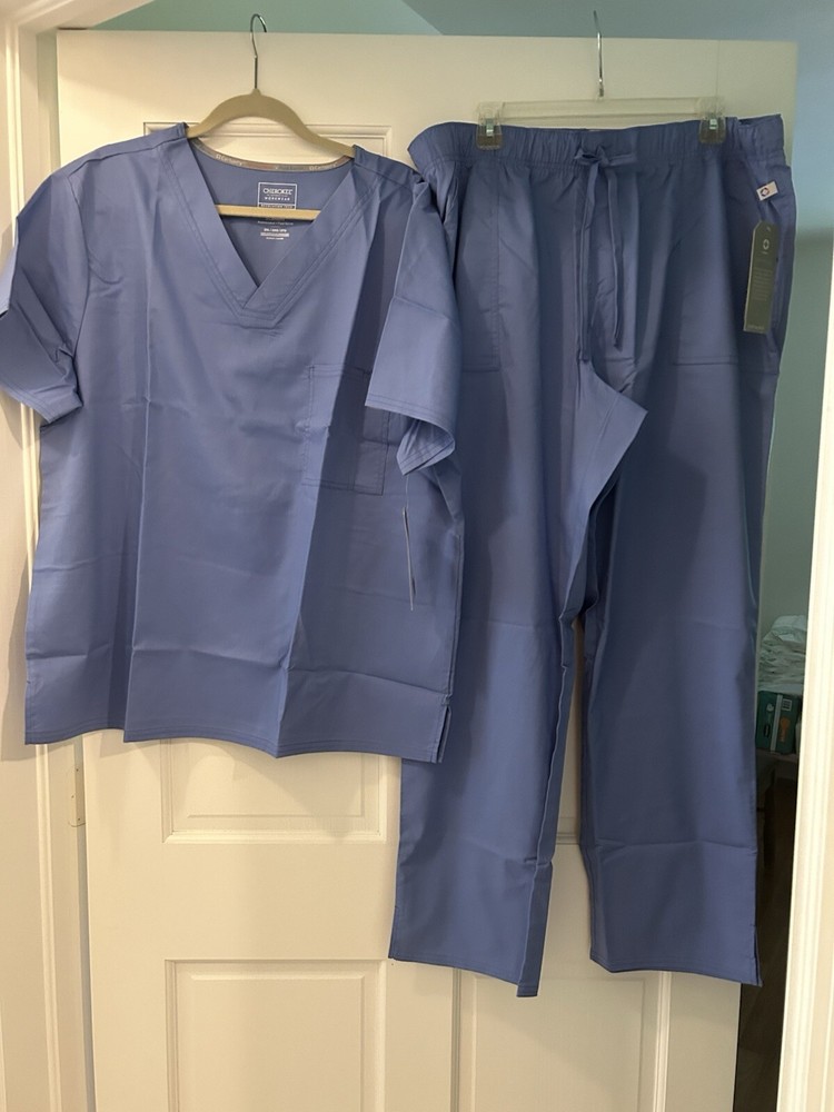 Cherokee unisex blue two piece uniform set, size 2XL
