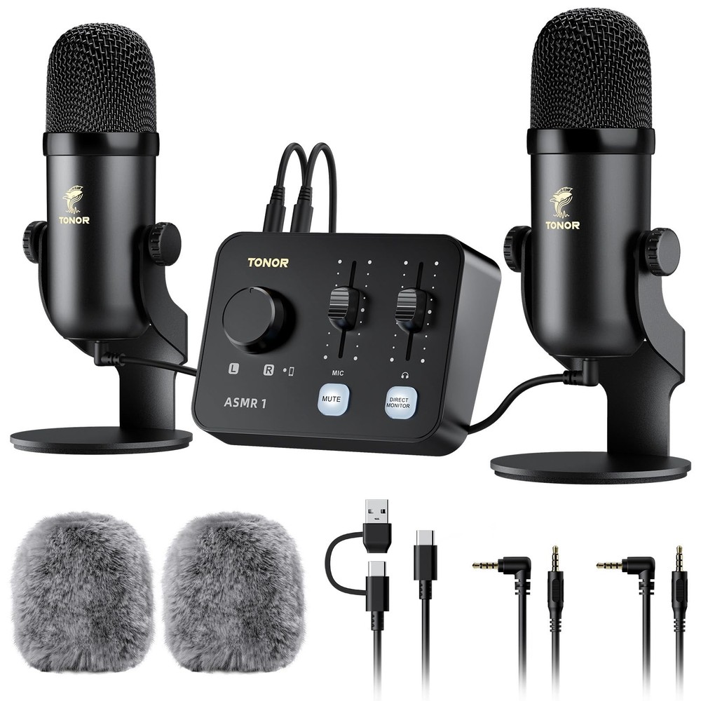 ASMR Microphone Equipment Bundle with Audio Interface, Immersive 3D Stereo Au...