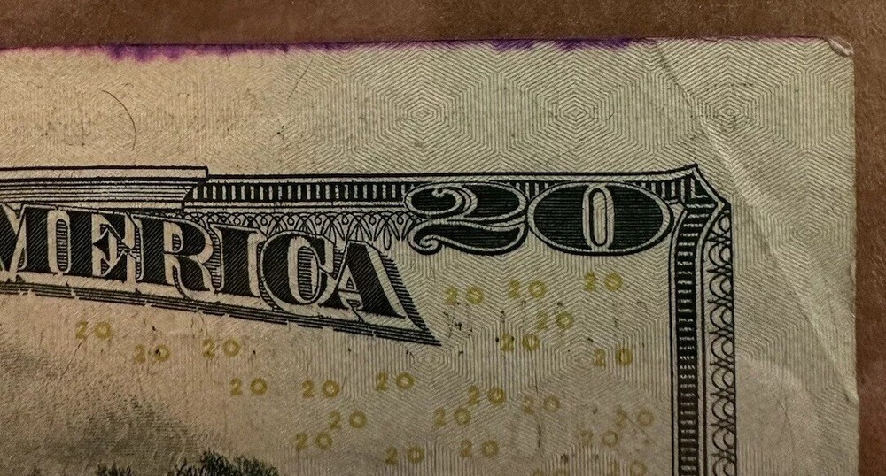 $20 BILL INK MARK ERROR RARE