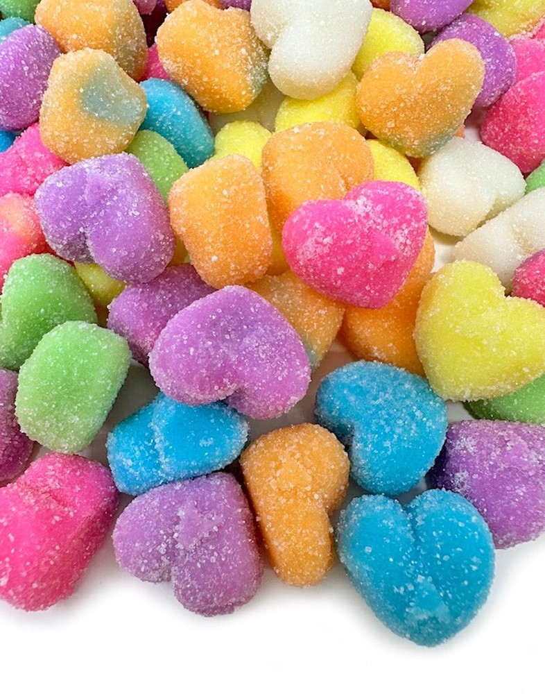 Heart-Shaped Assorted Fruit Gummy Candy Dusted with Sugar, Valentine's Candy |