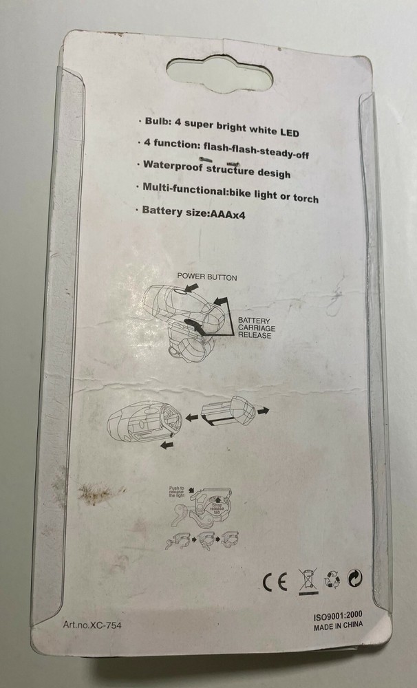 XC-754 Bicycle Headlight 4 LED flashlight White front LED Light Waterproof