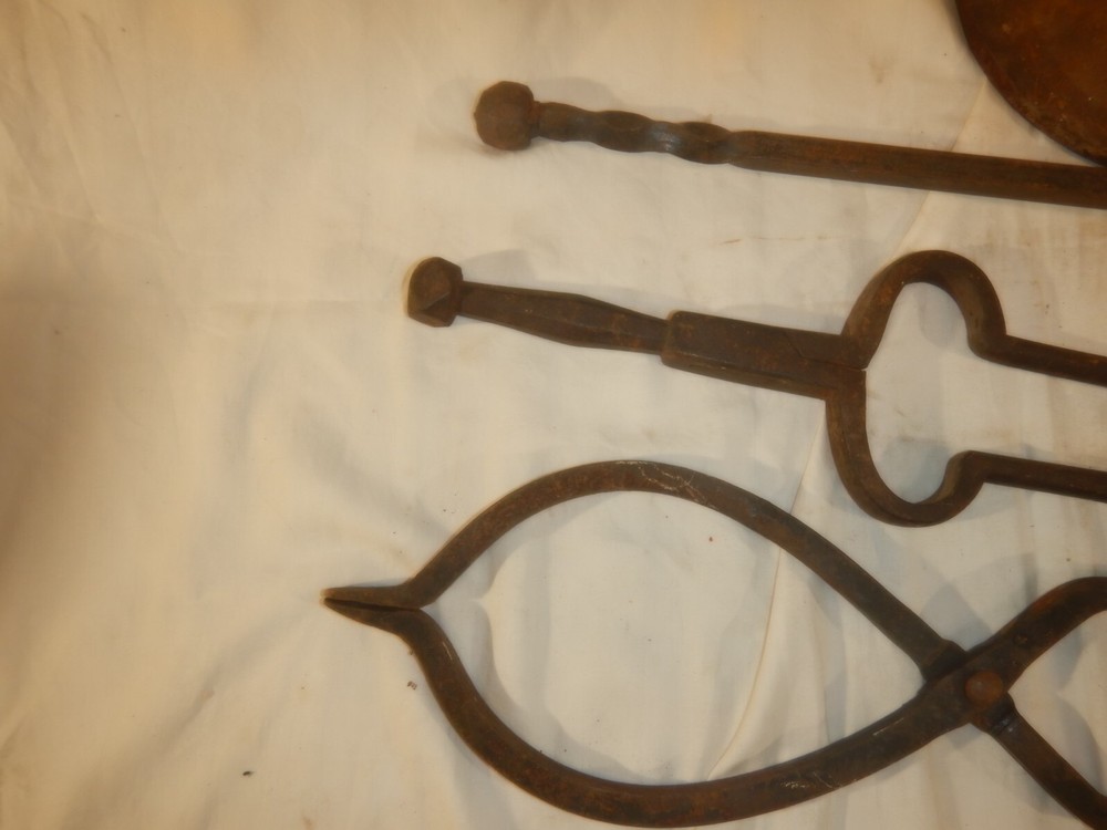 Brutalist Hand Wrought Fire Place Tools And Stand