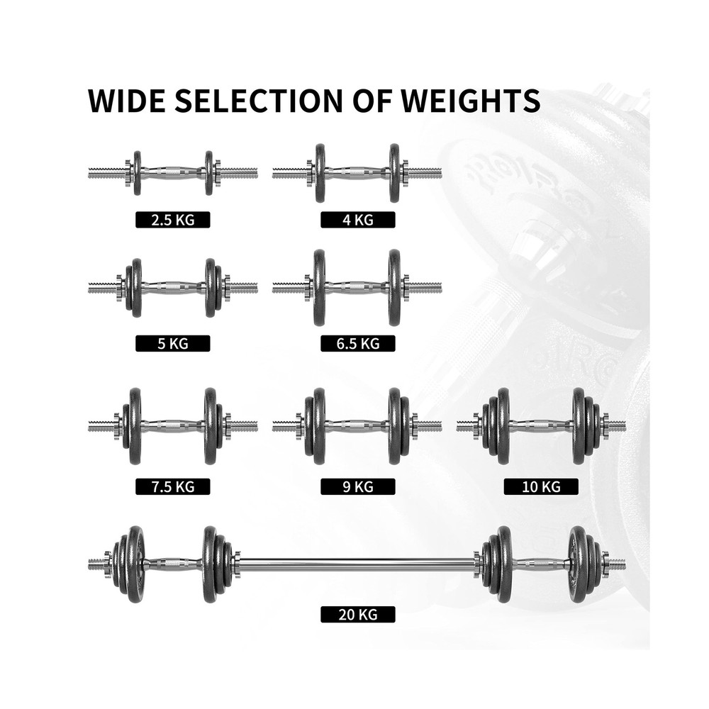 PROIRON 44Lbs Cast Iron Adjustable Dumbbell Set Hand Weight with Solid Dumbbe...