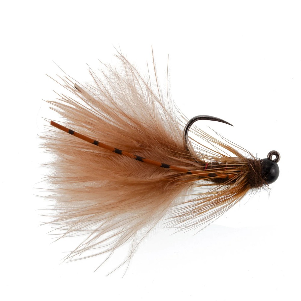 3 Pack Tungsten Bead Tactical Brown Mini Bugger Nymph Fly - Size 8