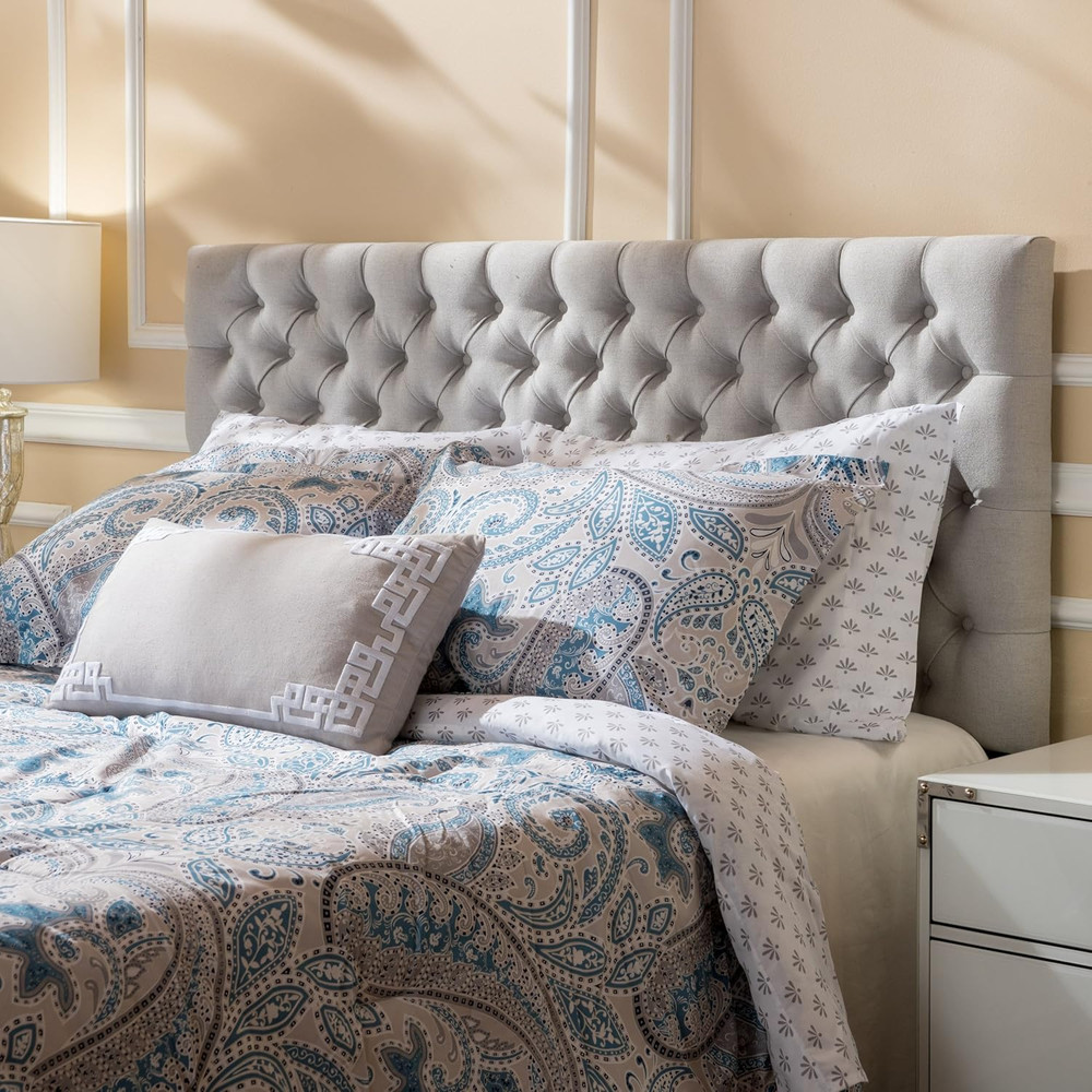 Jezebel Fabric Headboard, Queen / Full, Light Grey
