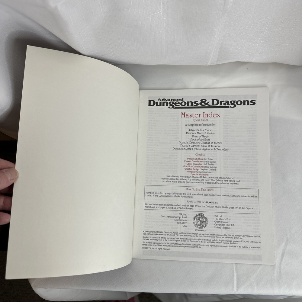 AD&D Advanced Dungeons & Dragons Dungeon Master Index 9504 SEE DESCRIPTION