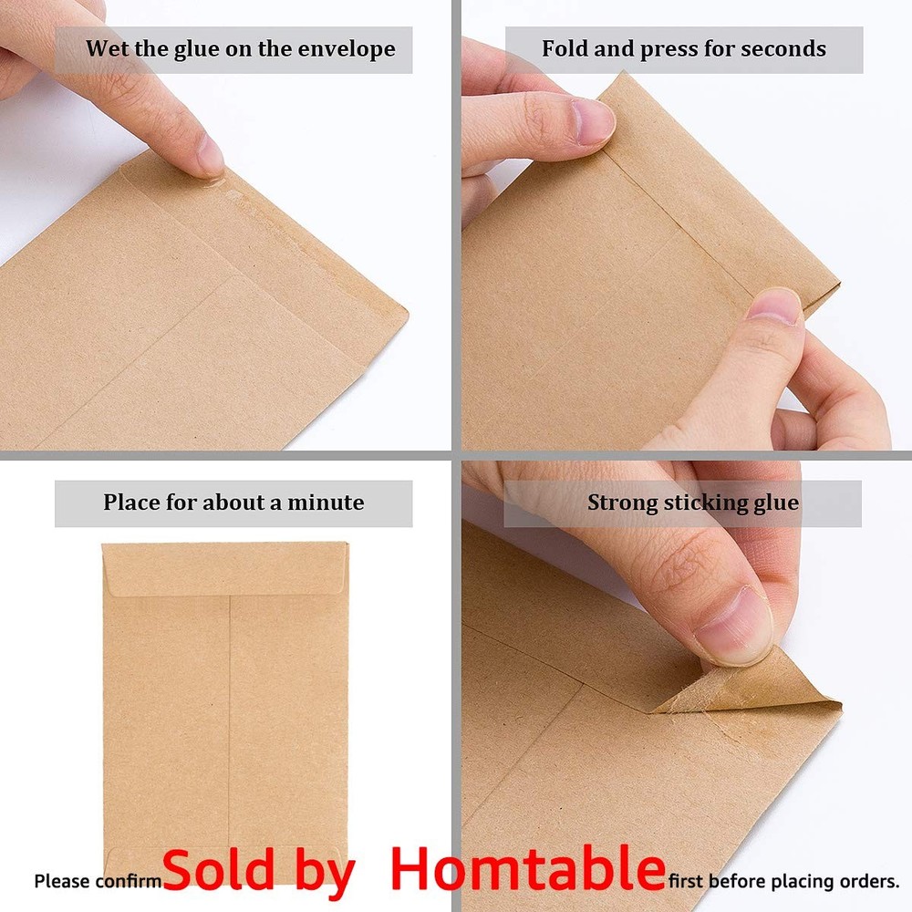 100 Pack Small Coin Envelopes Self-Adhesive Kraft Paper Seed Light Brown