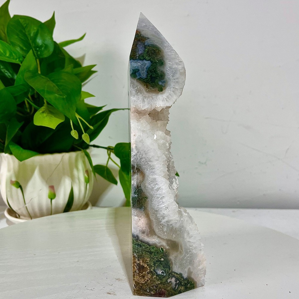 3.54LB Water grass agate wide column obelisk sample column