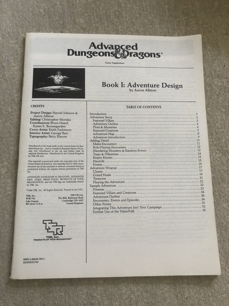 Advanced Dungeons & Dragons - Dungeon Masters Design Kit 9234 - TSR 1988