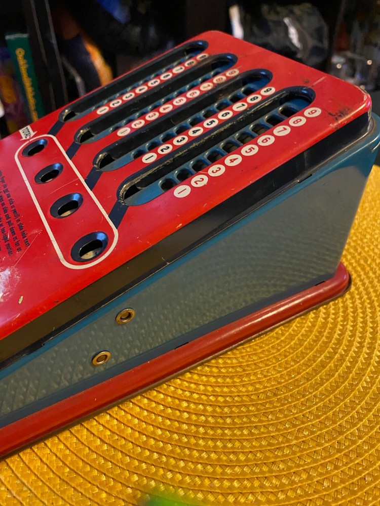 Vintage Metal Adding Machine Red/Blue
