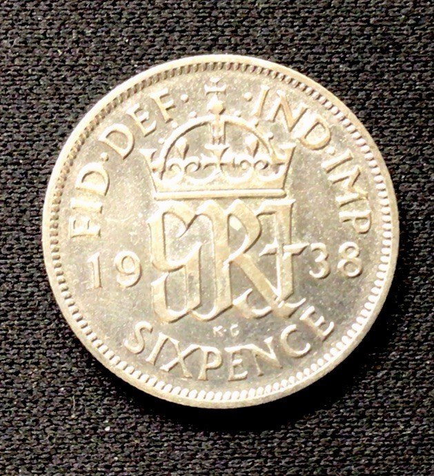 1938 British Silver 6 Pence! ENN Coins