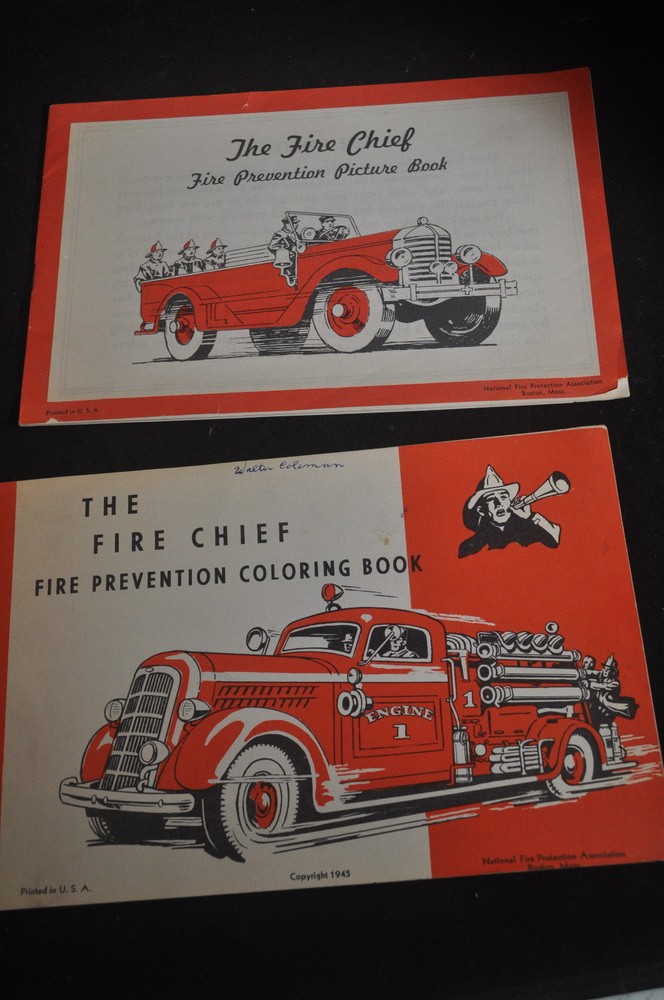 1945 *TWO Different* The Fire Chief Fire Prevention Book