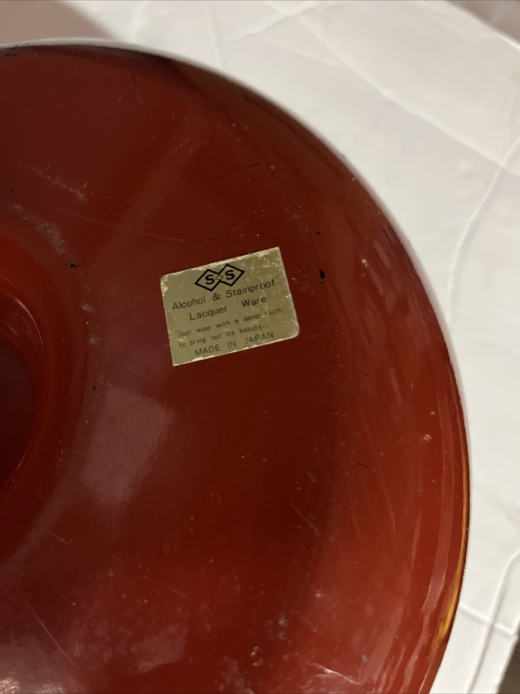 MCM SS Lacquer Ware Nutcracker Dish Bowl Red Vintage Japan