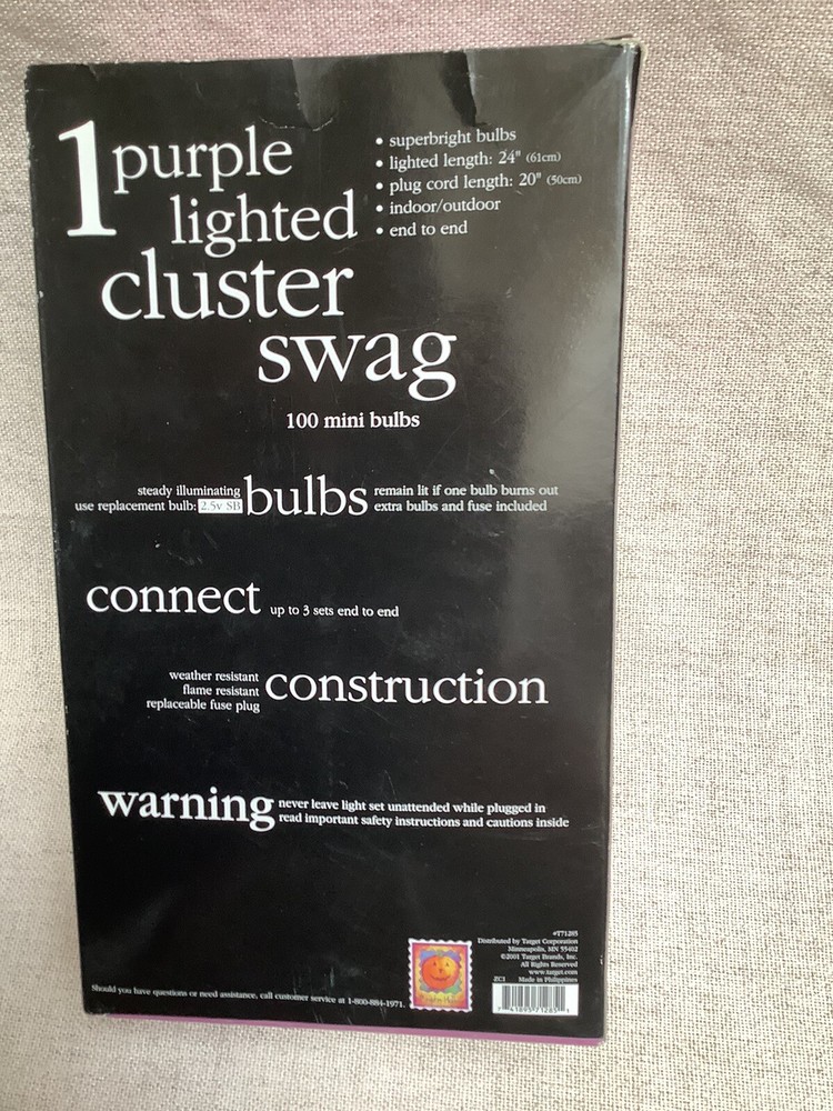 Purple Lighted Cluster Swag Lights 100 Bulbs 24”