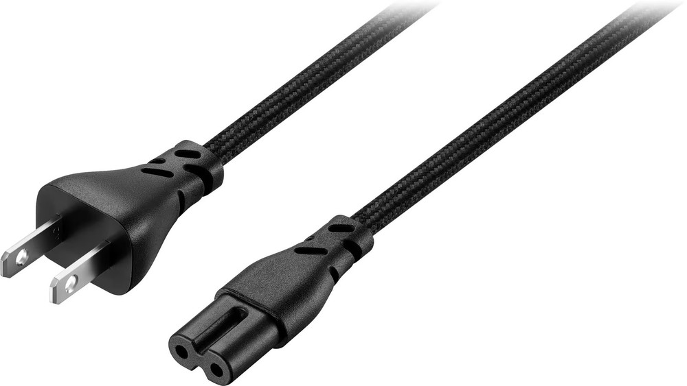 Rocketfish- 8 ft. Non-Polarized Braided Power Cord - Black
