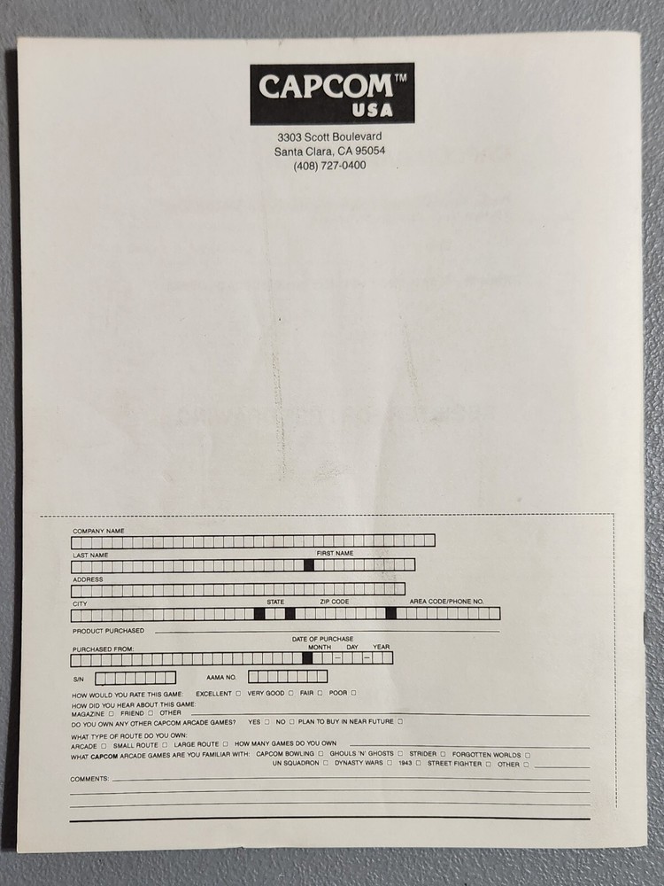 FINAL FIGHT Instruction Manual Video Game Kit 1989 CAPCOM