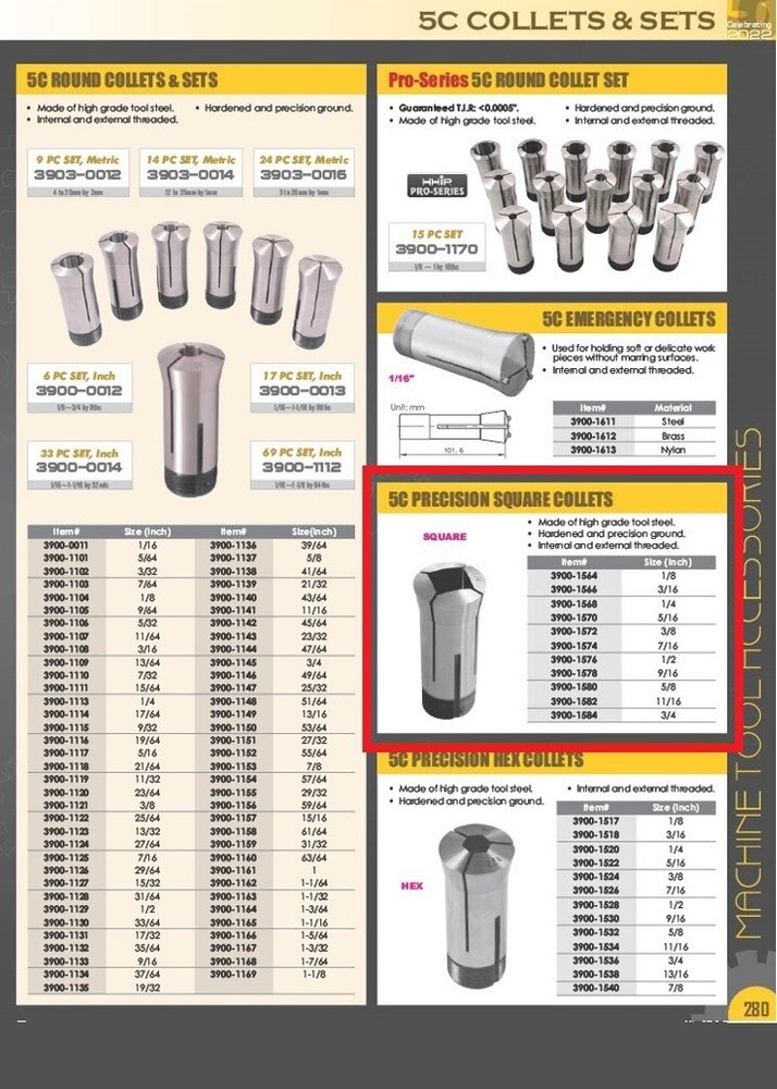 3/4" 5C PRECISION SQUARE COLLET (3900-1584)