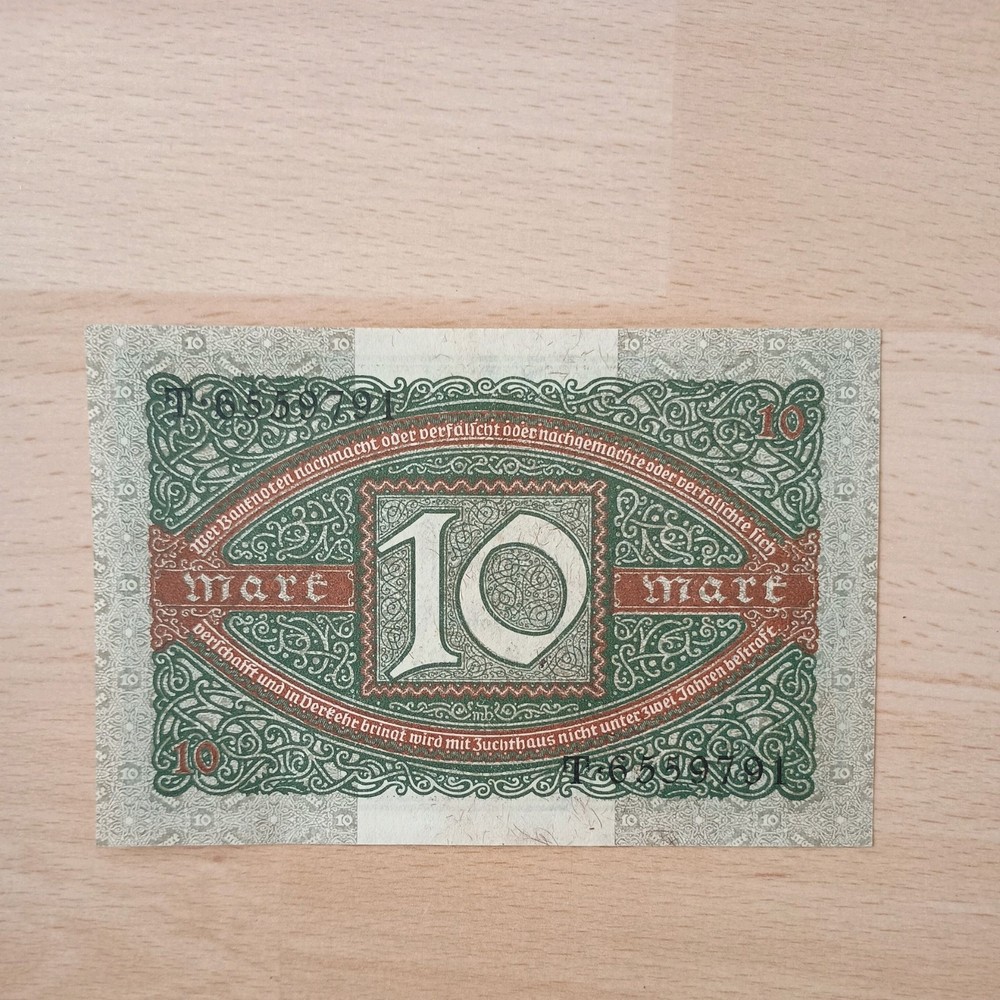 German 10 Zehn Mark 1920