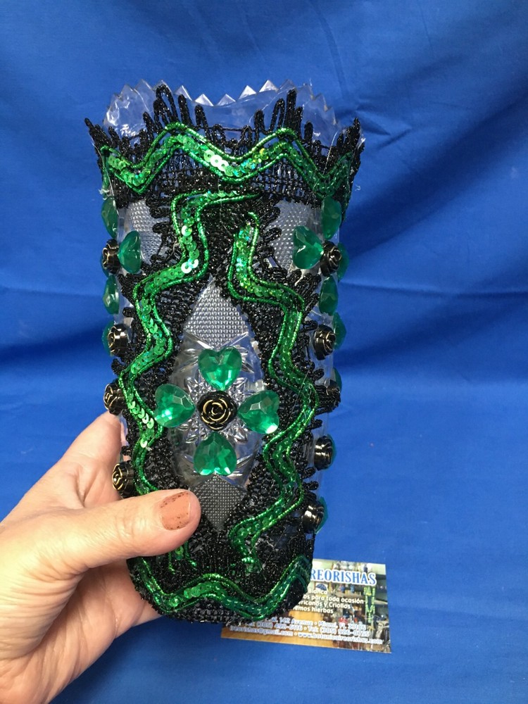 BUCARO PLASTICO DECORADO PLASTIC VASE PARA OGGUN OGUN religion yoruba ifa