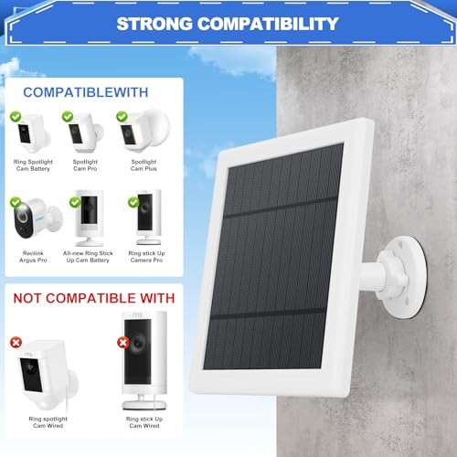 Solar Panel for Ring Camera 3 Port Compatible with Ring Spotlight 2 Pack White