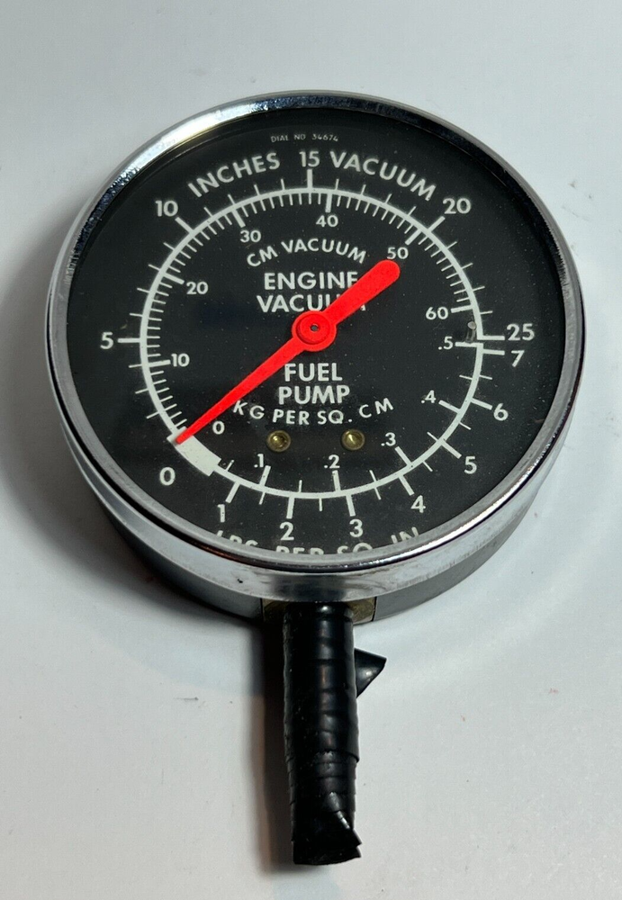 Vintage Engine Vacuum Fuel Pump Pressure Gauge
