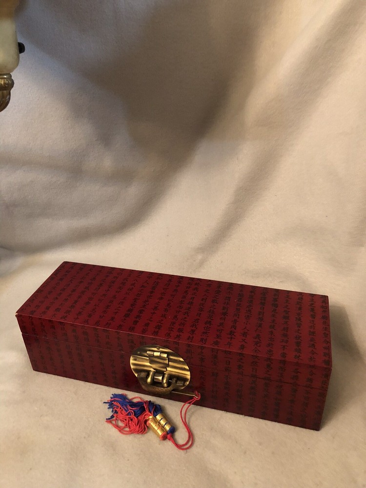 Ornamental Chinese Lock Story Scroll Toolbox 15”x5”x4”