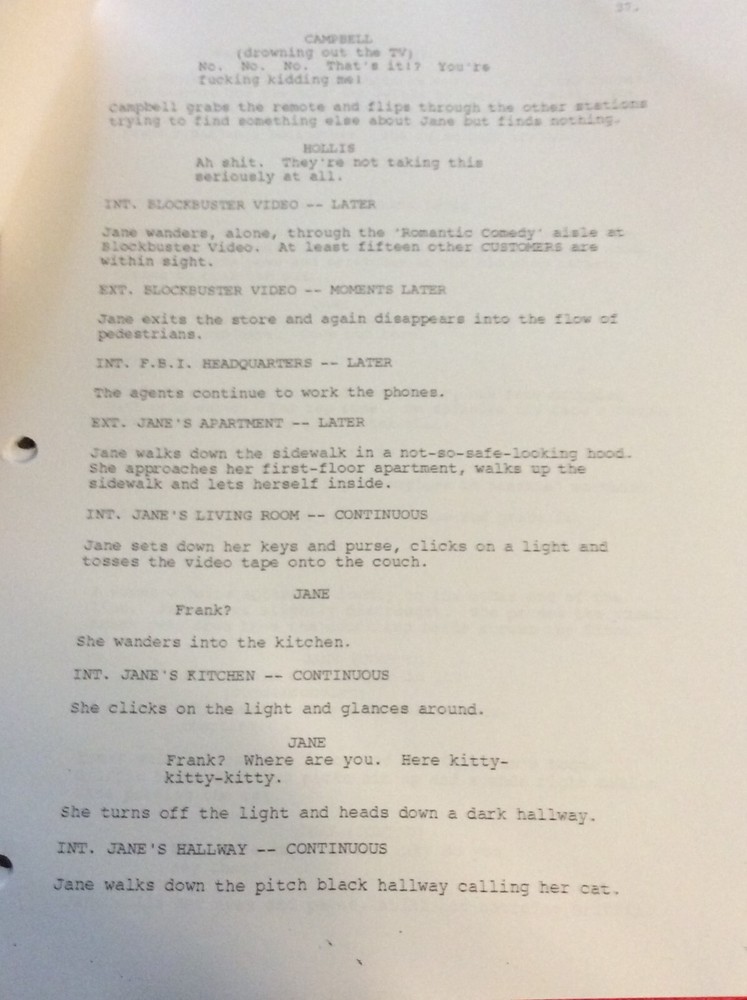 ORIGINAL SCRIPT DRIVEN THE WATCHER KEANU REEVES ERNIE HUDSON JAMES SPADER