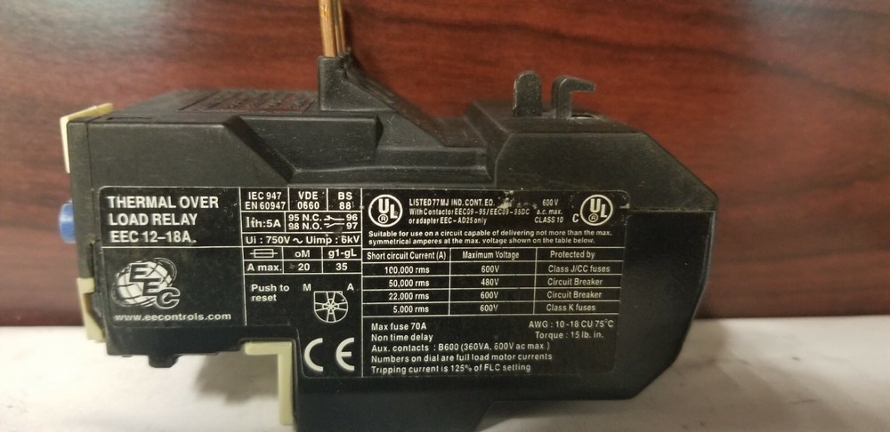 EEC 12-18A THERMAL OVERLOAD RELAY